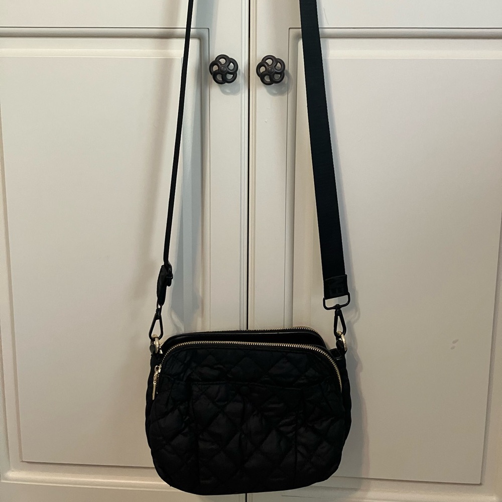 Urban Expressions Black Quilted‎ Crossbody Bag Gold Embellishments